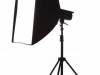 Studio strobe with softbox isolated on the white